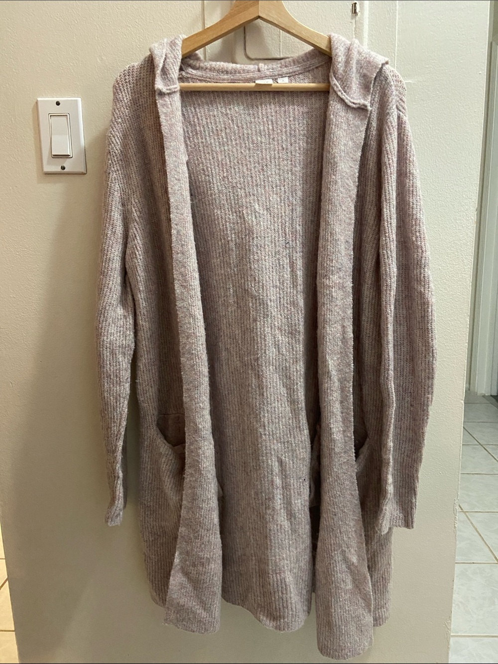 GAP Dusty Mauve Hooded Open-Front Cardigan